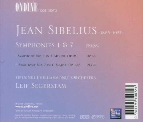 Sibelius: Symphonies 1 & 7 (Helsinki Phil./Segerstam)