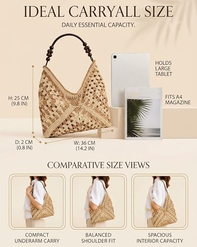 Bolso tejido artesanal de paja para mujer miniatura 7