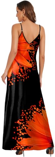Image of Women's Maxi Sunflower Dresses Sleeveless Long Tie Dye Dress Casual Sundresses with Pockets