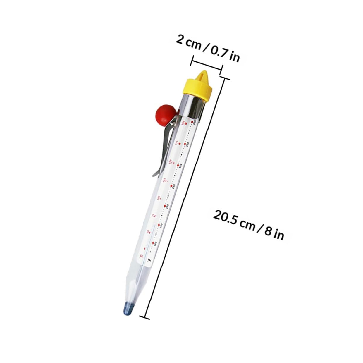 Termometro Colore in Vetro Temperato per Resistente Alte Temperature per Clip in Acciaio Inossidabile Colore per Friggere e Preparare Dolci in Cucina