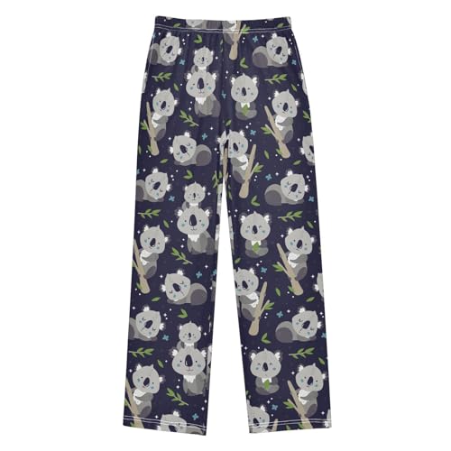 Lovely Cartoon Koala Boys Long Pants Soft Trousers Elastic Waist Kids Lounge Bottoms with Pockets S-XL