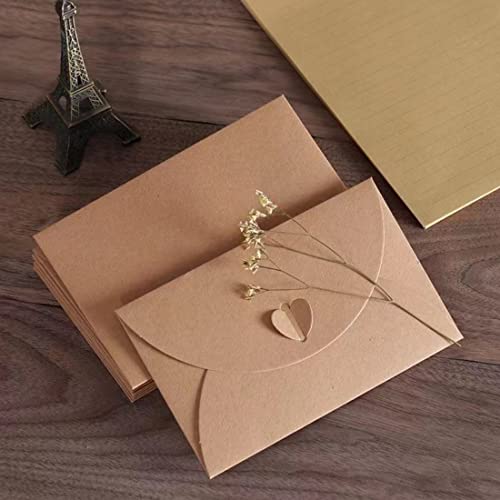 50Pcs Gift Card Envelopes, 4 X 2.75 Inch Mini Square Gift Card Holder, Brown Kraft Paper Envelope With Heart Shaped Clasp For Wedding Invitation, Greeting Cards, Gift Cards, Business Cards #TOP2
