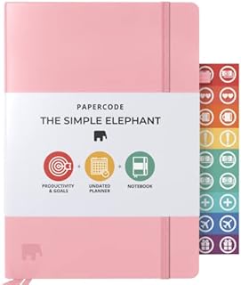Papercode Daily Planner and Diary 2022-2023 - Undated Day Planner and Appointment Diary w/ Gratitude Stickers - Leatherette Weekly Journal, Academic Study Planner - Pink
