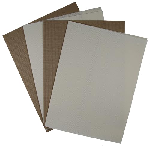 Image of KCS 4 /6 pc of 12 inch x 18 inch(30cmx45cm) 18CT Counted Cotton Aida Cloth Cross Stitch Fabric (4 pc,Cream+Khaki)