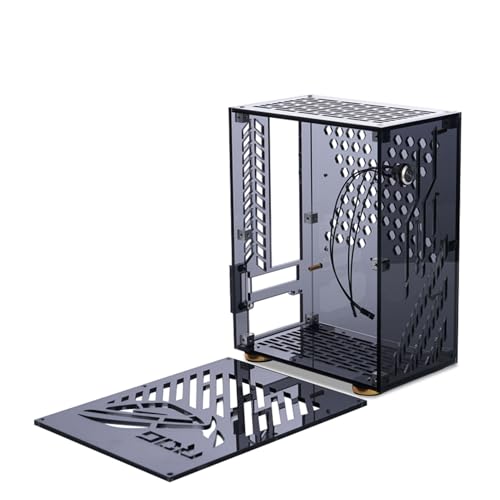 Gabinete Mini ITX con panel lateral transparente, capacidad de 4,3 L, refrigeración de 360°, carcasa pequeña de acrílico para placa base Mini ITX (negro), Denash7ftagrnigs-12 miniatura 7