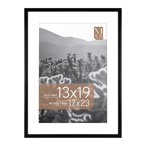 Image of MCS Everline Poster Frame, 17x23 Matted to 13x19, Black | Matted Poster Frame For Photos & Art Prints, 17x23 Inch Outer, 13x19 Inch Picture Window, Black Finish, 1-Pack