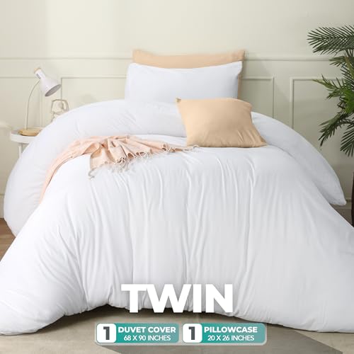 Image of Utopia Bedding Duvet Cover Set with Pillowcases- 2 Pieces Bedding Duvet Cover with Zipper Closure - 1 Duvet Cover with 1 Pillow Sham - Soft Brushed Microfiber (Twin /Twin XL, White)