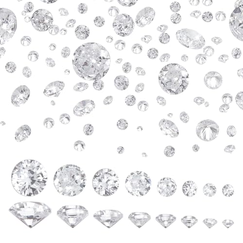 PH PandaHall 1400pcs Clear Cubic Zirconia Stone, 8 Sizes 0.8~5mm Pointed Back CZ Stones Faceted CZ Diamante Rhinestone Gems for DIY Ring Earring Bracelet Nail Art Bridal Jewelry Phone Case Making