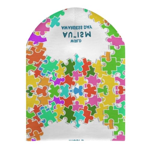 World Autism Awareness Day 2023 Kids Beanie Hat for for Girls Boys Children Cap Winter Knitted Chemo Cancer Headwear Accessories Gifts Decoration Black3