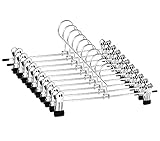 4 Platzsparend: Der Hosenständer ist flexibel und leicht, was viel Platz sparen kann,Rock Kleiderbügel mit Clips können verschoben werden, um der Größe des gewünschten Kleiderbügels zu entsprechen.