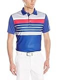 PGA TOUR Men's Golf Performance Short Sleeve Printed Heather Stripe Polo Shirt, Mazarine Blue, X-Large