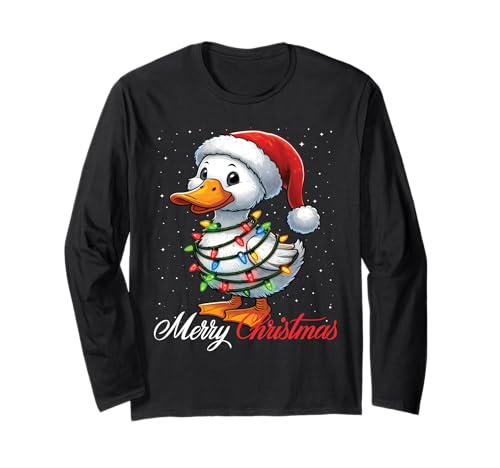 Duck Merry Christmas Lights Sombrero de Papá Noel Nieve Manga Larga