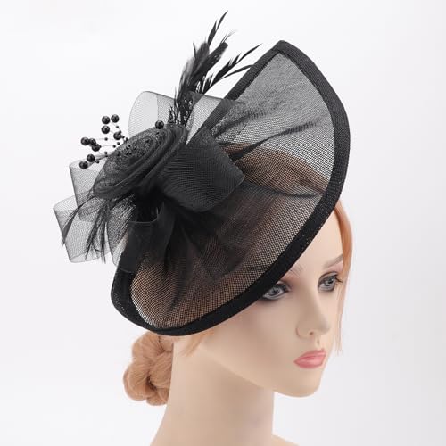 Image of DRESHOW Women Fascinator Hats Tea Party Hat Vintage Pillbox Hat Headband for Cocktail