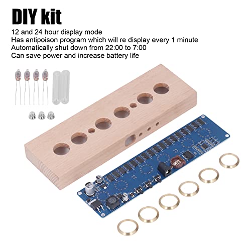 Nixie Tube Clock DIY Kit Multi Color DC12V 1A IN14 Glowing Tube Clock Bausatz 12 24 Stunden Anzeige