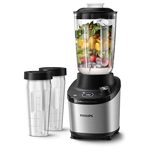 Philips 7000 Series Batidora de Alta Velocidad - 1500 vatios, 2 litros, Tecnología ProBlend Ultra, Programas de selección rápida, Recetas HomeID, Función de limpieza rápida, 2 Vasos(HR3760/10)