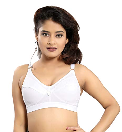 Image of Fabme Women's Seamed, Non-Wired, Non-Padded, Full Coverage Bra (White) (Pack of 1)