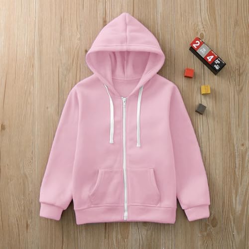 Girls Boys Zip Up Cropped Hoodies Teen Casual Long Sleeve Coats Full-Zip Sweatshirts Casual Jackets Pink 4-5 Years 4Th of July Shirts Kids2