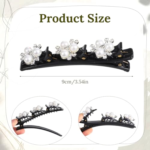 Pinzas trenzadas para cabello con cristal y perlas miniatura 4