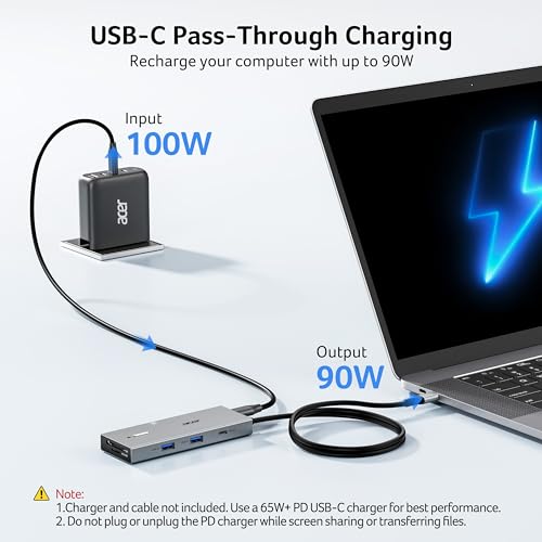 Image of Acer USB-C Docking Station Dual Monitor, 9-in-1 Laptop Dock with 2 HDMI | Laptop Docking Station with 4K@60Hz HDMI, USB A&C 3.0, SD /Micro SD, 100W PD Compatible with Acer /Dell XPS /HP /Mac (2FT)