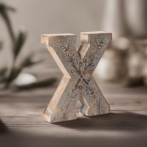 BBHHOMES Vintage Gray Handmade Eco-Friendly X Alphabet Letter Block for Wall Mount & Table Top Décor