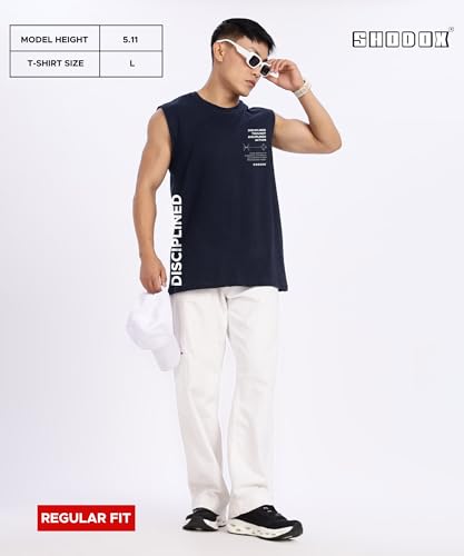 Image of SHODOX Men's 100% Cotton Tank Tops Round Neck Sleeveless Sports Loose fit Vest (Pack of 1)