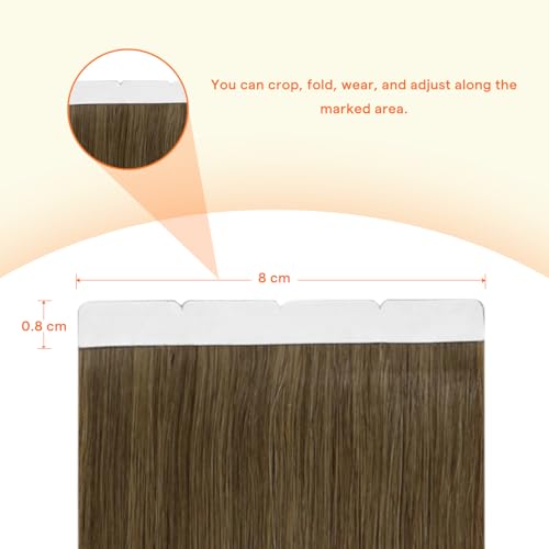 Image of Full Shine Wide Tape in Extensions, Ash Brown Beige Blonde 18 Inch | 75g 15 PCS, Invisible Remy Tape Ins Human Hair Extensions, 8cm Weft, Added Fullness, Straight Finish, Occasion Styling