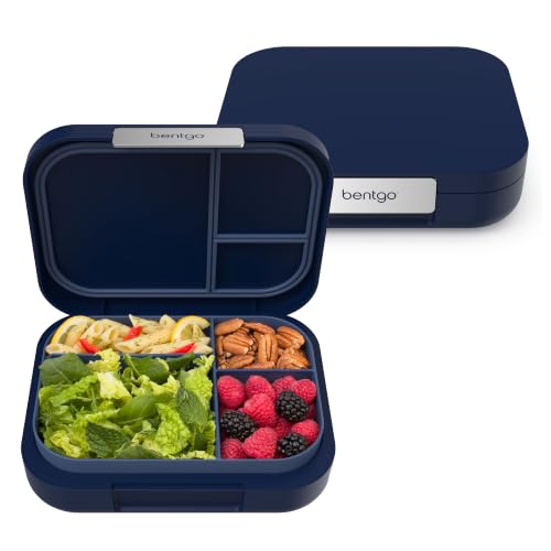 Image of Bentgo Modern Adult Bento Lunch Box with 3-4 Compartments | Leak-Resistant, 5.5-Cup Capacity, Adjustable Divider, Microwave & Dishwasher-Safe Tray (Navy)