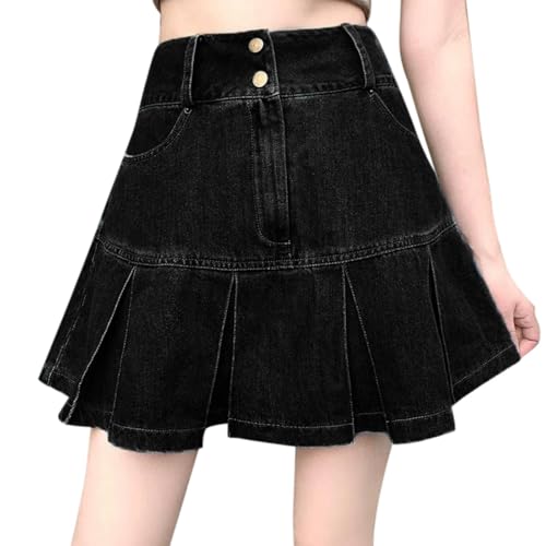 Jupe-culotte en jean taille haute galbante et asymétrique avec short intégré confortable