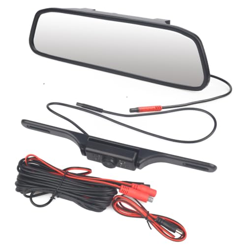 Image of 4.3 inch Car Backup Camera and Monitor Kit, Vehicle Rearview Mirror Monitor for Car Reverse Camera Waterproof Car Rear View Camera with 9 LED Night Vision (4.3 Black-B)