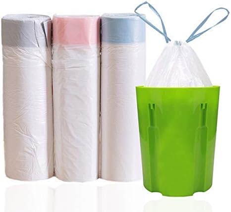 Drawstring Trash Bags, Bunahome 20L Degradable Bin Bags Wastebasket Bag,Strong Garbage Bags for Kitchen Bath Bedroom Car Trash Can, Office Waste Bin Liners Unscented(45 * 50cm)