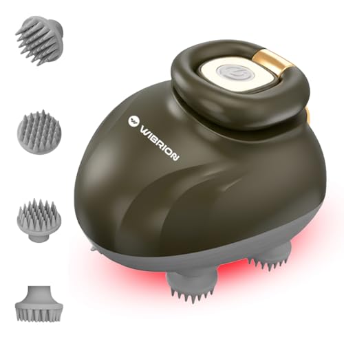 Image of Scalp Massager Electric with Red Light Therapy | Stress Relief & Hair Growth | Rechargeable Handheld Head Kneading Massager | 3 Speed Modes | For Scalp, Body & Deep Clean