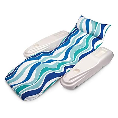 Poolmaster Swimming Pool Adjustable Floating Chaise Lounge, Rio Sun, Blue Currents, One Size Cover