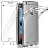 LeathLux Funda iPhone 6, Transparente TPU Silicona Ultra Fino Protector de Pantalla 9H Dureza Flexible Back Cover Funda iPhone 6s