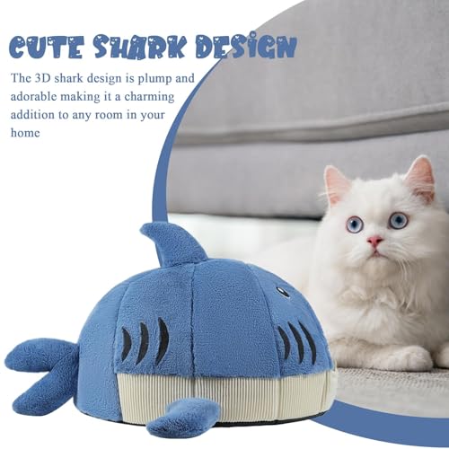 Couchage chat requin lit chaud pour chaton coussin moelleux et igloo fermé petit chien - 5