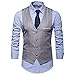 Abito casual formale da uomo gilet cravatta abito slim smoking gilet cappotto, grigio, L