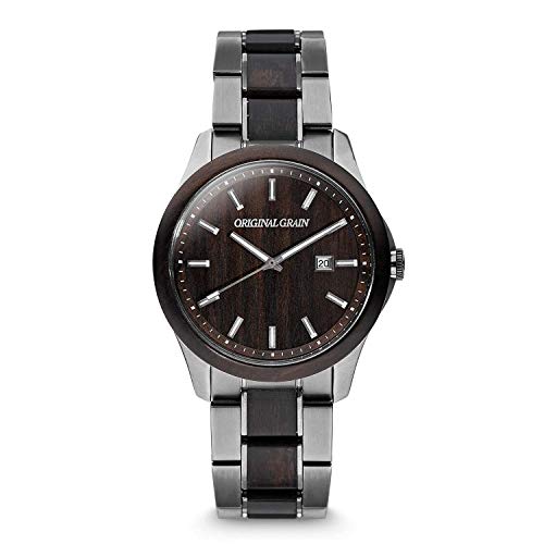 Original Grain | Blackwood Gunmetal Classic 43mm | Gunmetal Stainless Steel | Handcrafted from African Blackwood | Scratch & Water Resistant to 5ATM | Gift for Men | Father's Day Gift