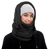 Balaclava Skiing and Cycling Black Face Mask, Men's and Women's Winter Hat, Women's Skiing Suit Warm Collar, Cold Weather Sports Street Fashion Outdoor Clothing, Wool Warm Scarf Hood
