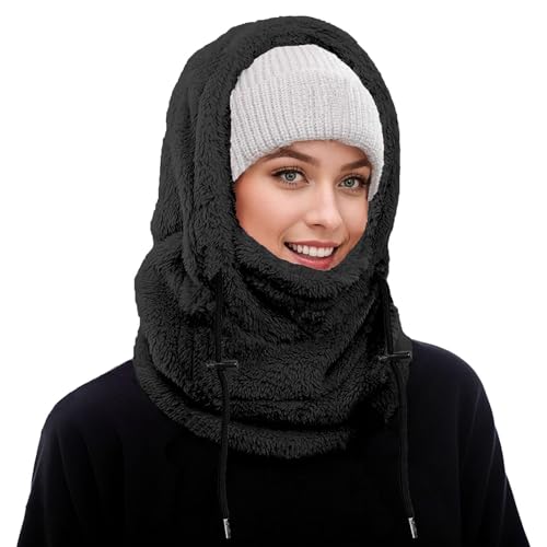Balaclava Skiing and Cycling Black Face Mask, Men's and Women's Winter Hat, Women's Skiing Suit Warm Collar, Cold Weather Sports Street Fashion Outdoor Clothing, Wool Warm Scarf Hood