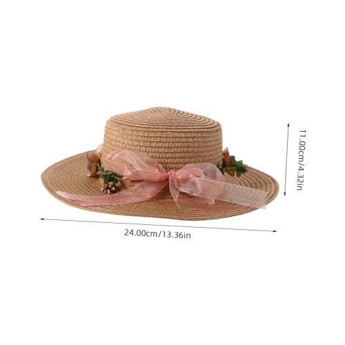 Kisangel Womens Casual Summer Hat with Floral Wreath Design Breathable Ladies Sun Hat for Travel Vacations Outings Stylish Comfortable Flat Top Cap for Sun Protection Khaki2