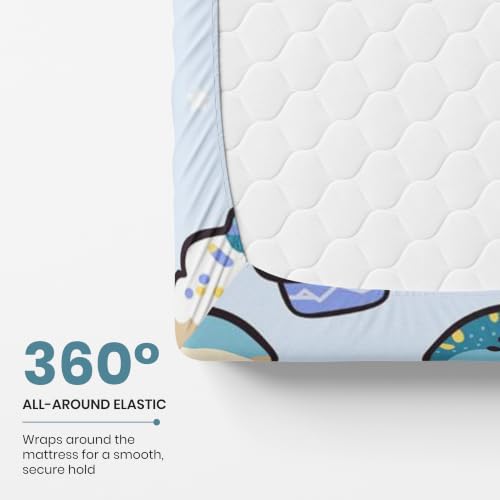 Image of LORETO - A QUALITY LINEN BRAND 144 TC 100% Pure Cotton King Size Fitted Bedsheet with 2 Pillow Covers for 72 x 72 Inch Mattress, All-Around Elastic, 8 Inch Deep Pocket, Kawaii Pastel Sky Drinks