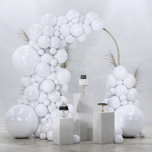 Image of PartyWoo White Balloons 128pcs Matte White Latex Balloons Different Sizes | 18 12 10 5 Inch for Wedding Bridal Graduation Baby Shower Birthday Bridal Shower Gender Reveal Party Decorations White-Y13