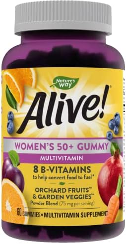 Nature’s Way Alive! Women’s 50+ Gummy Multivitamins, Essential Vitamins & Minerals, Supports Whole Body Wellness*, Vegetarian, Mixed Berry Flavored, 60 Gummies