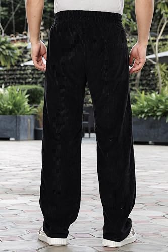 Image of SWADESI STUFF Men's Corduroy Trousers | Mid-Rise Relaxed Fit | Cotton Blend Joggers with Flexi Waistband