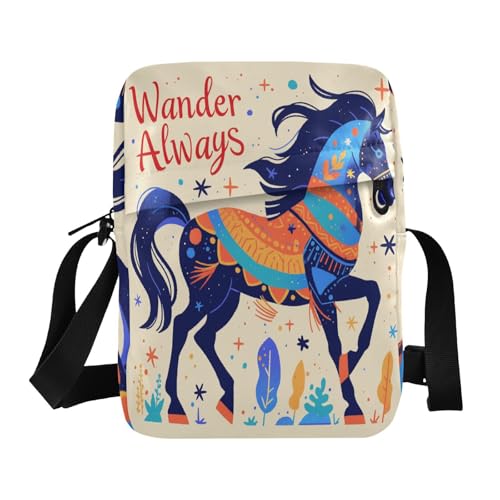 Blue Horse Watercolor messenger bag for women crossbody crossbody bag men Womens Casual Purses Adjustable Strap for work Shopping