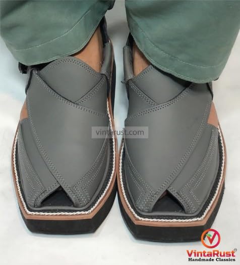 Peshawari Chappal For, Grey Gents Sandals, Stylish Men Leather Shoes, Wedding Shoes, Handmade Peshawari Sandals4