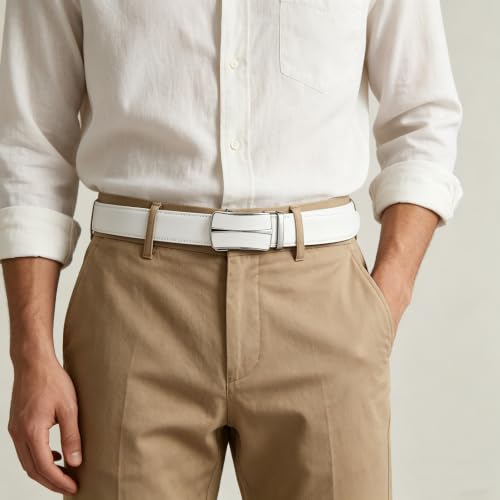 Image of Men's Belt, Ratchet Dress Casual Belt with Adjustable Automatic Buckle Trim to Fit