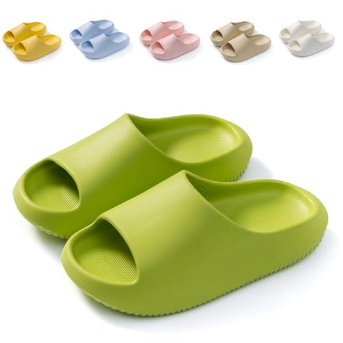 Hitopteu Kids Cloud Sliders Boys Girls Slippers Sandals Comfort Lightweight Slippers Non Slip EVA Shower Beach Pool Sliders Green Size 230 2-3 UK