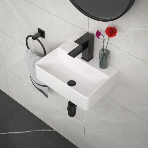 Kichae Floating Bathroom Sink Wall Mounted - Rectangle Vesse...