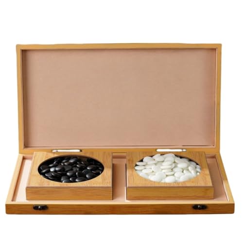 QeMiyg 囲碁セット 折りたたみ碁盤 携帯・収納便利 初心者?中級者向け 厚手盤面 竹碁笥 模造翡翠碁石 家庭用 学校用 旅行に最適 子供・大人 プレゼント ギフト (新しい雲子+薄型囲碁盤)