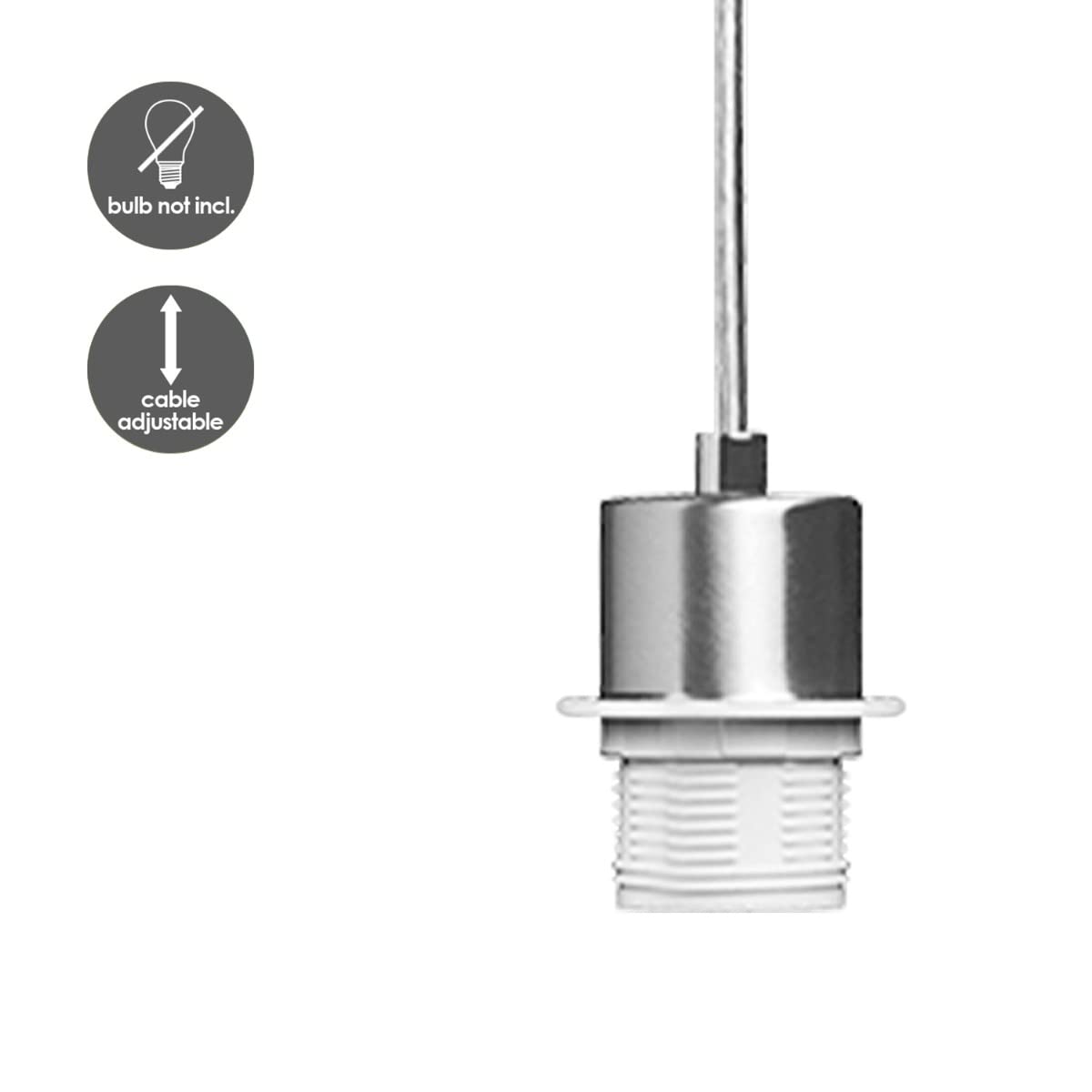 home sweet home collection Moderne Hängelampe Basic Bling | 40/40/100cm | hellgrau | Hängelampe aus Metall und Stoff | für E27 LED-Lampe | geeignet für Wohnzimmer, Schlafzimmer